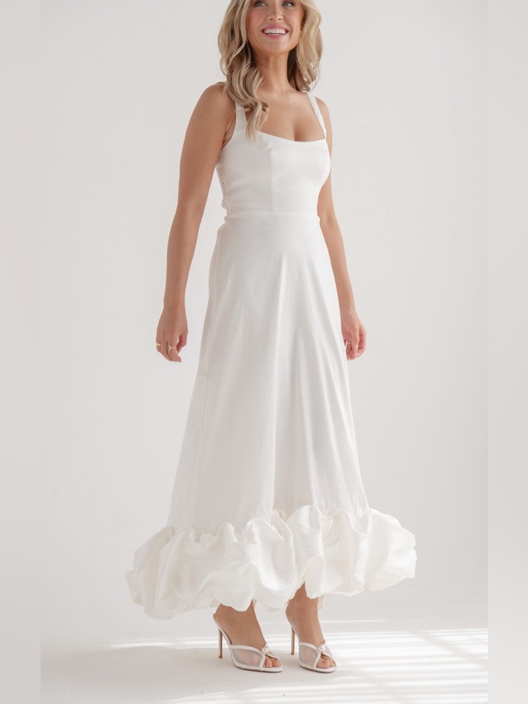 Show Me Your Mumu Rebecca Midi Dress Size Xxs White Taffeta Nwot